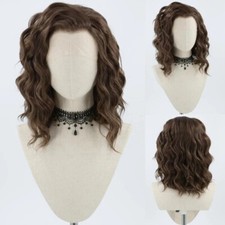 Synthetic Lace Front Wig Short Wigs Short Bob Cut Water Wave Style Dark Brown