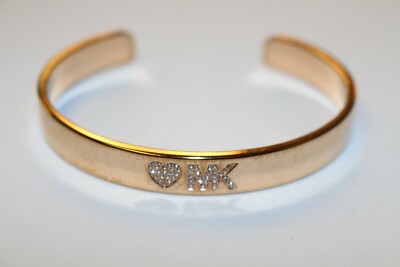 RARE TO FIND Michael Kors Rose Gold Heritage Logo Heart Cuff