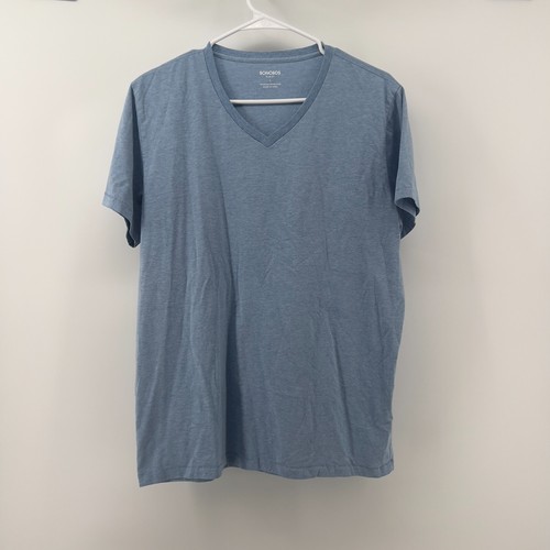 Bonobos Men L Light Blue T-Shirt Pullover Slim Fit Short Sleeve V-Neck Everyday