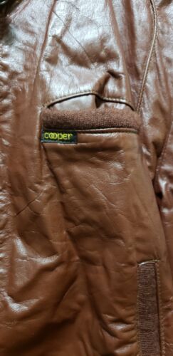 Chaqueta de carreras de cuero genuino marrón vintage Cooper para hombres talla 40 hecha en EE. UU. - Imagen 2 de 5