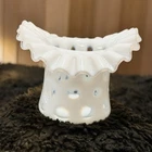 vintage fenton Opalescent Dot Ruffle Edge Top Hat Vase Glass Figurine