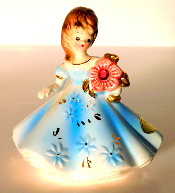 Vtg. Josef Originals October Birthday Month Girl Figurine 3 1/2"