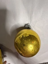 Vintage Shiny Brite Gold Glass Christmas Ornament 2.5” USA Mid Century