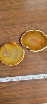 Two slices of Carnelian Agate.