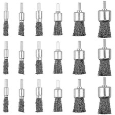 Mixiflor 18 Pack Wire End Brush Set, 6 Sizes 0.012" Crimped Carbon Silver