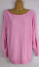 MINT VELVET PINK BATWING JUMPER WITH OPEN SLEEVES AND BUTTONS SIZE M -16-18 EXC