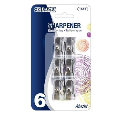BAZIC Single Hole Metal Pencil Sharpener (6/Pack)