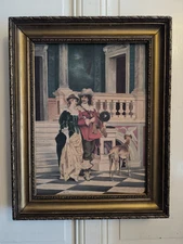 Oil On Canvas G. NIVON Genre Scene At The Castle Dated 1917 Framed