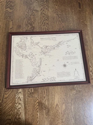 E. Lee Spence Shipwrecks of Civial War - Vintage Charleston SC Map