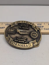 John Deere 40 Series Cornhead Retires UAW Belt Buckle East Moline IL 1993 VTG 