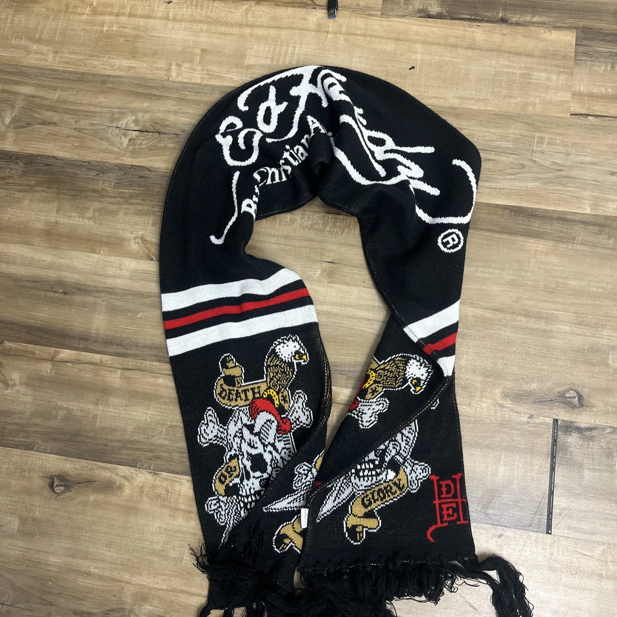 エドハーディー y2k スカル アート デザイン パープル フリンジ スカーフ Ed Hardy Scarf Scarves for Men for sale | eBay