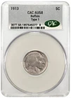 1913 Buffalo Nickel Type 1 CAC AU58 - A0016
