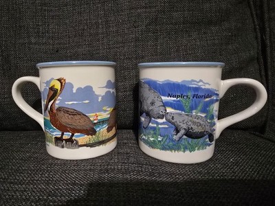 Vintage Cape Shore Naples Florida Tassen Paar Wildtiere Pelikan Seekuh Souvenir