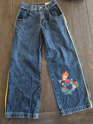 Vintage Jnco Flamehead Baggy Skater Wide Leg Jeans Patch & pattern Boys Size 12