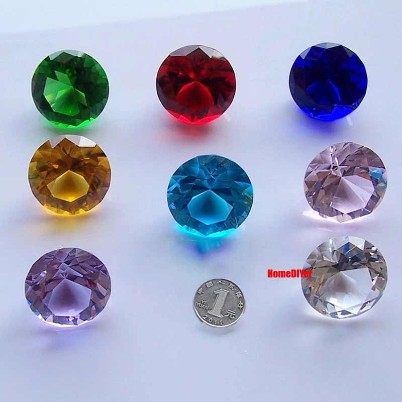 Diamantes de vidrio color 40 mm cristales dispersos diamante para decoración de mesa de boda Foto 2 de 4