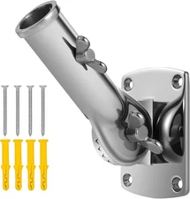 SS Heavy Duty Flag Pole Holder for Outside House, 180° Adjustable, 1" Flagpole