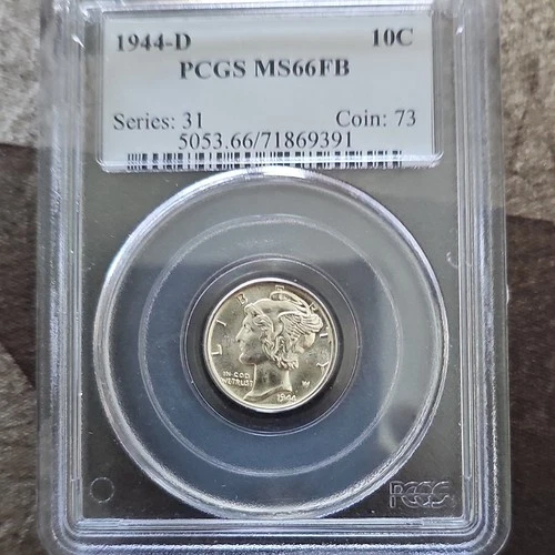 1944-D Mercury Dime PCGS MS66FB Silver 10C Uncirculated Business Strike Denver