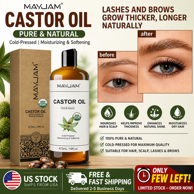 Organic Castor Oil Cold Pressed Pure Natural Carrier Oil Moisturizing for Hair