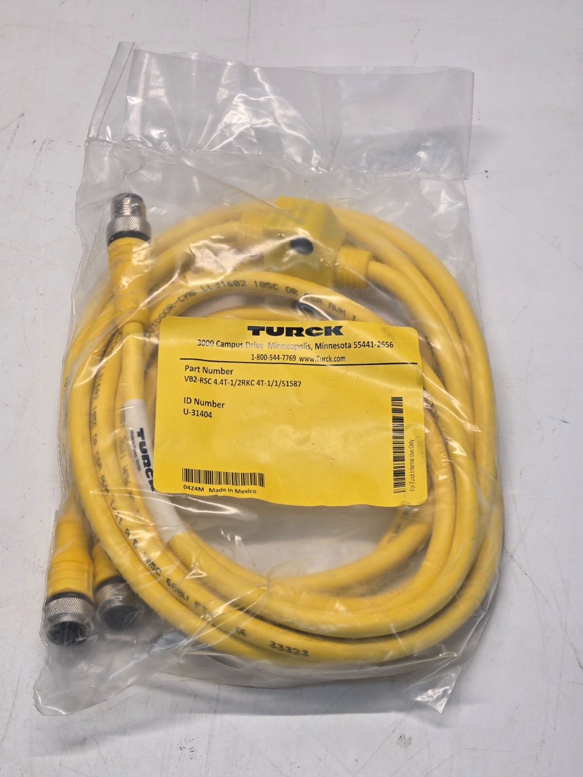 TURCK VB2-RSC 4.4T-1/2RKC 4T-1/1/S1587 EUROFAST SPLITTER U-31404 NEW c2-32
