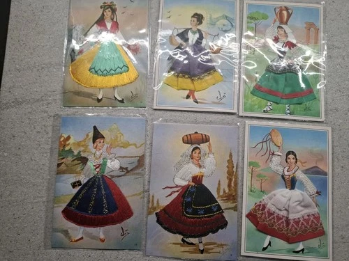 Silk Costume Postcard Lot