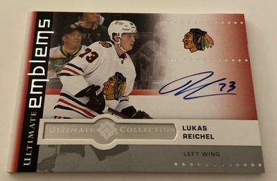 NHL Card-Lukas Reichel-Auto Emblems-UD Premier 2024-25-Chicago