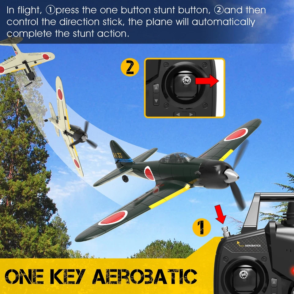 Aircraft 400mm 2.4G 6-Axis Remote Control Airplane RC Plane 761-15 RTF Fighter - Image 4 of 4