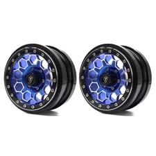 Treal X0034KKR2F Blue SCX6 Wheels 2.9'' Beadlock Wheels (2) CNC Machined