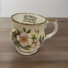 Vintage Crownford Queens English Bone China “DECEMBER”Holly Gilded Teacup
