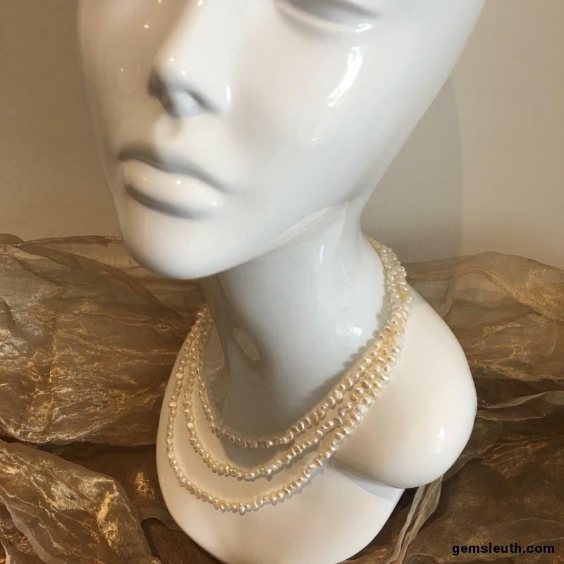 Opera length necklace with Freshwater Baroque Shaped Pearls - Picture 4 of 7