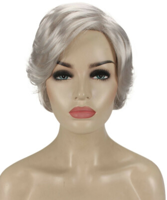 Lana - Straight Kanekalon Synthetic Fiber Full Wig, 3.25 - 6.5 in, Silver Grey
