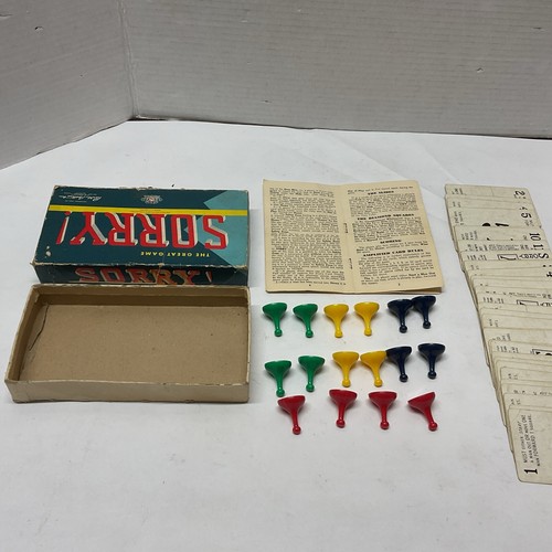 Vintage 1954 Parker Bros SORRY Spiel TEILE in Box fehlen eine 7 Karte, extra 1 Karte - Bild 3 von 10