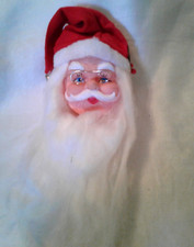 Vintage Rubber Santa Doll Head w/Beard, Glasses, Felt Hat