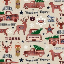 NCAA Auburn University Christmas Print AU-1213 Cotton Fabric by the Yard