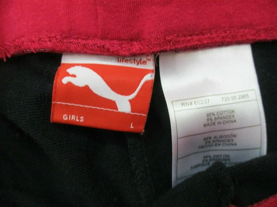 Pantalones Atléticos PUMA Juvenil Niña Talla L Tachuela Logo Negro/Rosa Pierna Ancha Sudor  Foto 4 de 4
