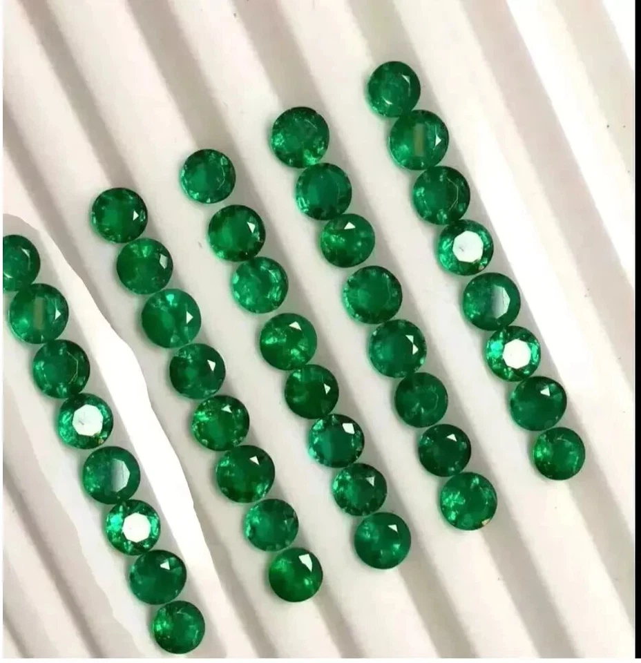 7 mm Natural Colombian Green Emerald Round Loose Certified Gemstones Lot 15 Pcs - Image 4 of 4