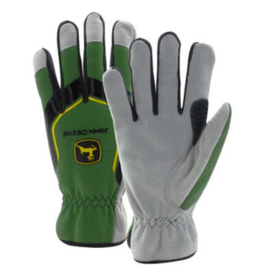 John Deere Licensed Men's Cowhide Spandex Back Gloves