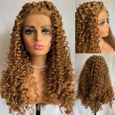 Synthetic Hair Full Lace Front Wig Long Curly Wig Brown Mix Heat OK Women #26