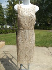 NWT SUE WONG CHAMPANGE SILVER BEADED DRESS 12