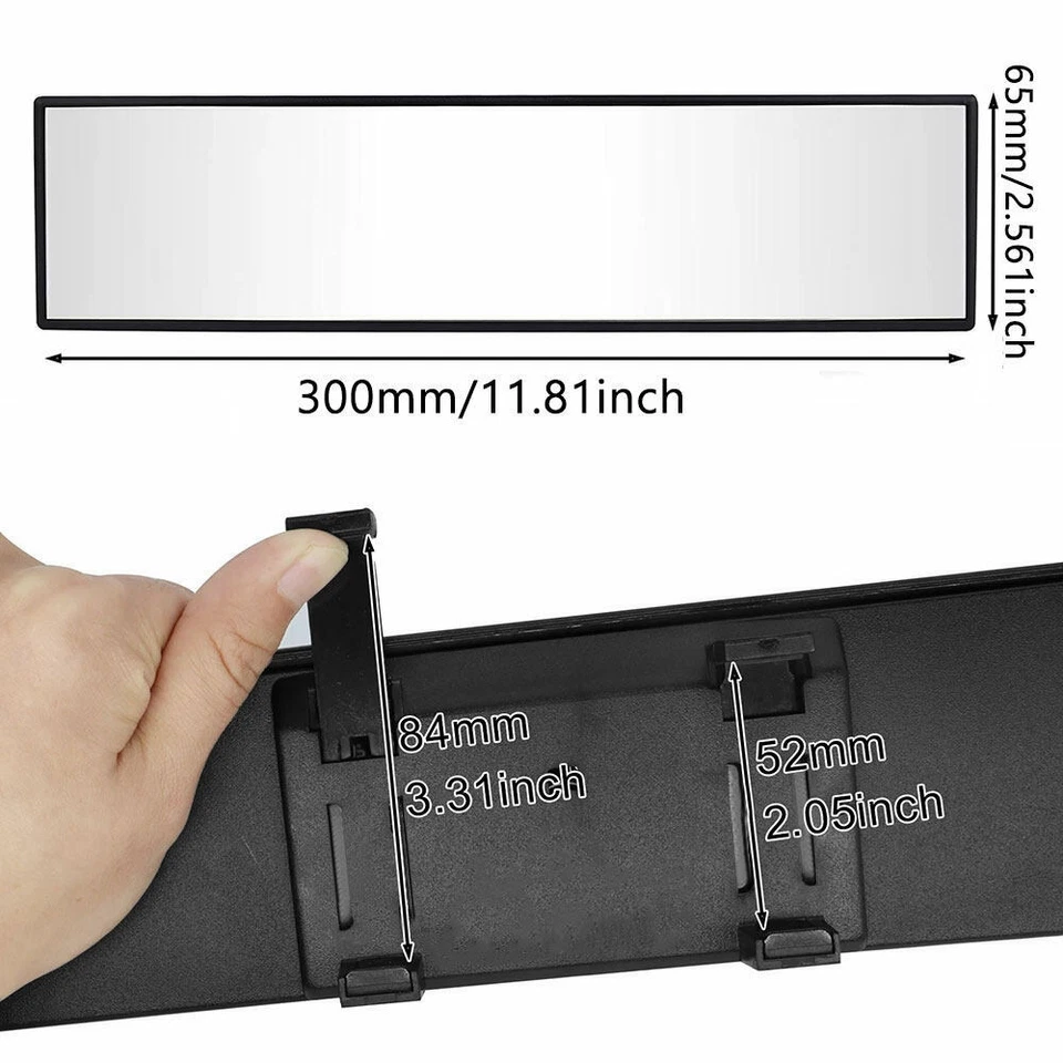 Espejo retrovisor interior convexo gran angular universal de 300 mm con clip para coche camión Foto 2 de 4