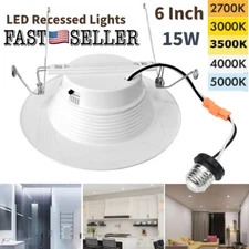 6 Pack / 12 Pack 6 inch 15W LED Can Lights Dimmable Recessed Retrofit Down Light