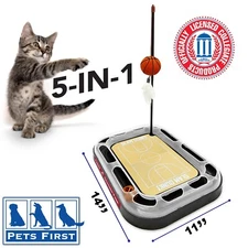 Pets First NCAA Basketball Court Cat Scratching Toy 6-in-1 Toy with Wand Teaser