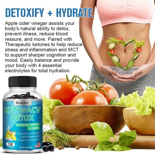 Keto Capsules for Weight & Fat Loss, Belly Fat Burner - 120 High Strength ACV - Picture 5 of 10