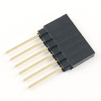 5Pcs 2.54mm Pitch 6 Long Pin Single  Stackable   Female Header for   #D4
