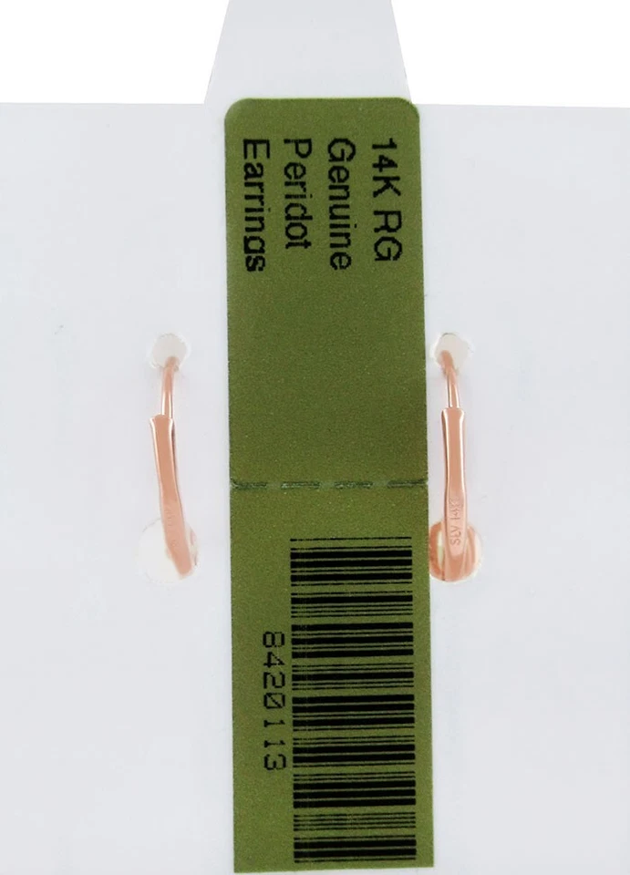 GENUINE 1.28 Cts PERIDOTS DANGLING EARRINGS 14K ROSE GOLD  - Free Certificate - Image 4 of 4