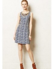 Anthropologie MOULINETTE SOEURS Mulberry Road Dress Beaded Embellished Blue Sz 4