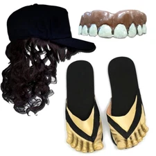Billy Bob DIY Hillbilly Redneck Costume Kit - Teeth, Mullet Hat, and Sandals