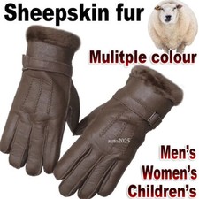 Fur Integrated Gloves Natural Sheepskin Thick Real Fur Skiing for Men's Women's