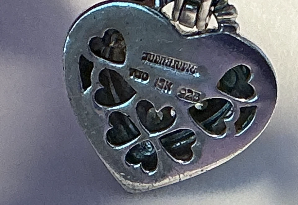 Genuino Collar Colgante Judith Ripka 16” Oro 18k y 925 SS Grueso Corazón Diamante Foto 2 de 4