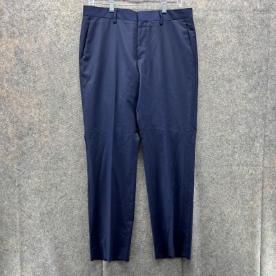Hugo Boss Pants Men 38S Casual Blue Pleated Trousers Chino Pocket  Huge/Genius