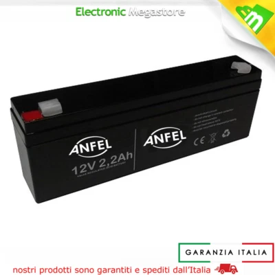 ANFEL 12 VOLT 2.3 AH ANTIFURTO ALLARME BATTERIA AL PIOMBO 12V 2Ah, 2.1 Ah & 2,2 Ah